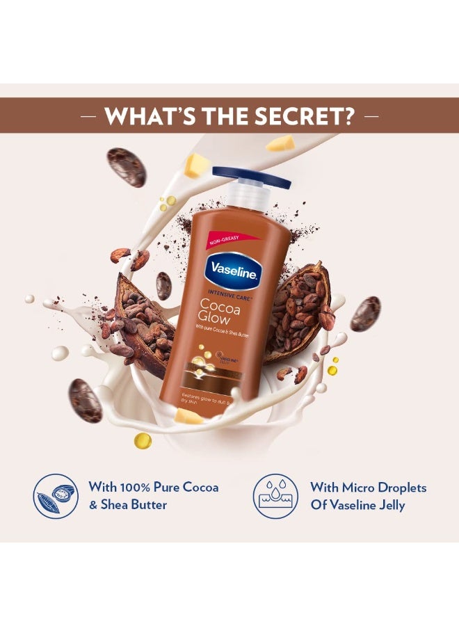 Vaseline Intensive Care Cocoa Glow Body Lotion, 24 hr nourishing lotion with 100% Cocoa And Shea Butter, Restores Glow, 400 ml (Pack of 2) - Image 2
